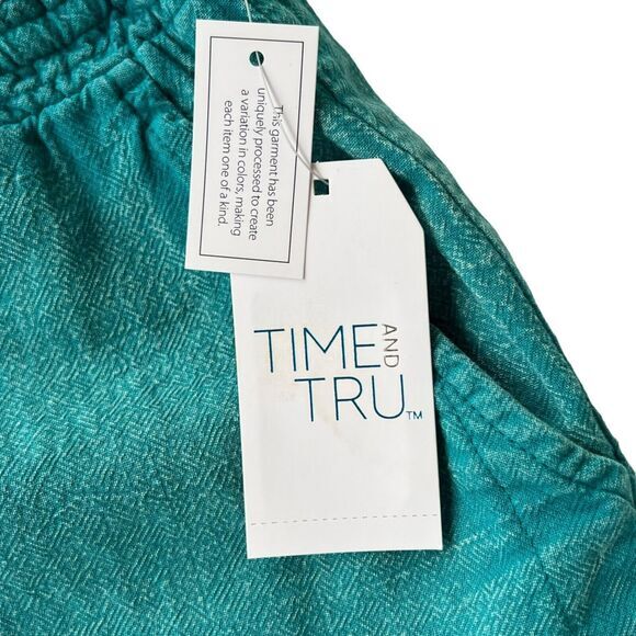 Time And Tru Women's Teal Drawstring Shorts‎ with Elastic Waistband & Pockets S - Picture 6 of 7
